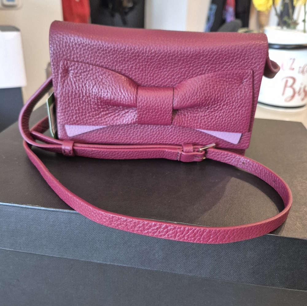 Kate Spade Bow Crossbody in Maroon/ light violet
